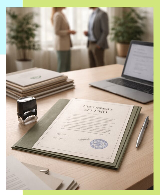 Сертификат без ГМО в Астрахани от 7707 р. оформить срочно Алешин-Стр